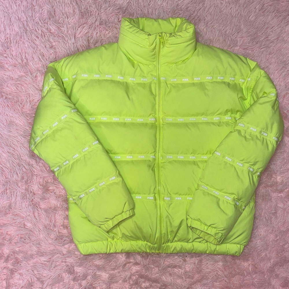 Victoria’s Secret Pink Lime Green Puffer Jacket